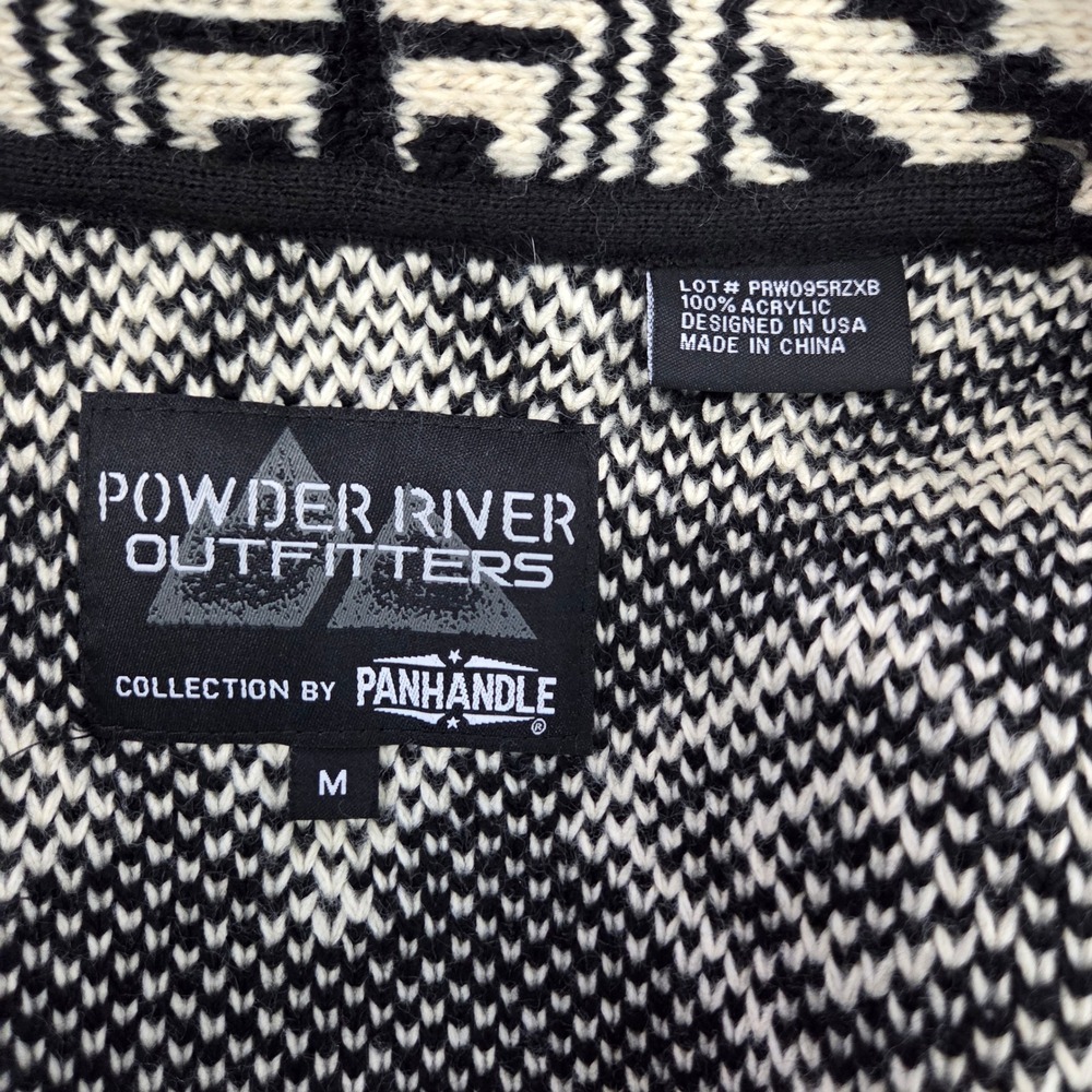 Aztec print open front cardigan with fringe Powder River Outfitters size M - Picture 6 of 10